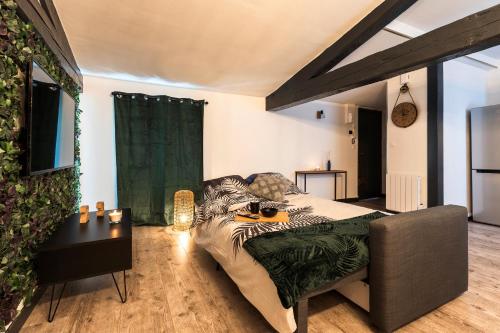 - une chambre avec un lit, un canapé et une table dans l'établissement Le 23 Centre-ville (classé 3 ***), à Clermont-Ferrand