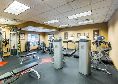 a gym with several treadmills and cardio machines at Hyatt House Santa Clara in Santa Clara