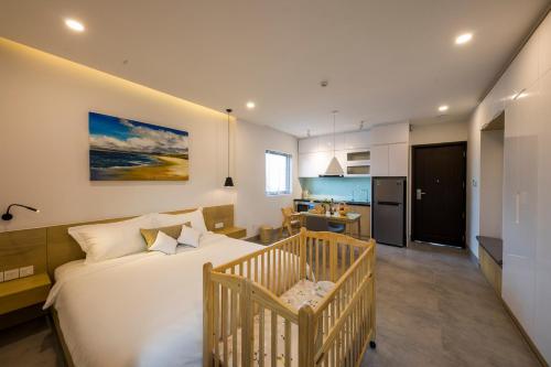 Giường trong phòng chung tại Green Peace Village