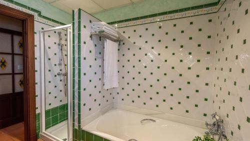 La salle de bains est pourvue d'une douche et d'une baignoire. dans l'établissement Finca Platero Alhaurin el Grande by Ruralidays, à Alhaurín el Grande