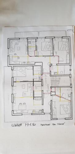 a black and white floor plan of a building at HIESERHOF - Superior Alpine Apartments in Heiligenblut