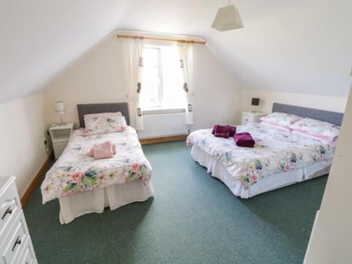 a bedroom with two beds and a window at Ring Fort Cottage in Longford