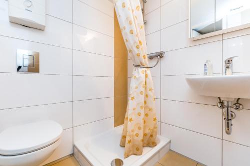 ein Bad mit einem Waschbecken und einem WC in der Unterkunft Easy Apartments Work and Stay Cologne in Köln