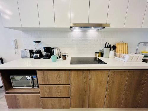 Una cocina o cocineta en Apartment with incredible view, pool and gym