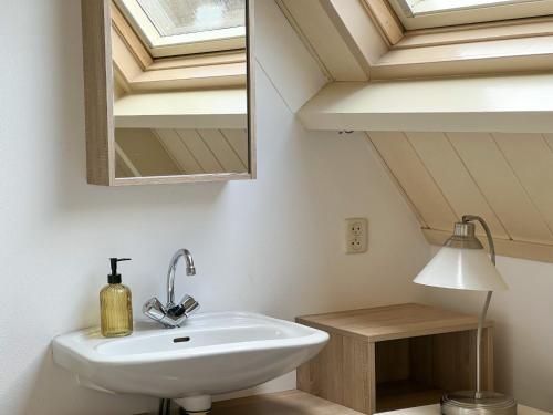 Vakantiewoning aan Zee - 150m van het Strand في إغموند آن زي: حمام مزود بحوض ومِرآة