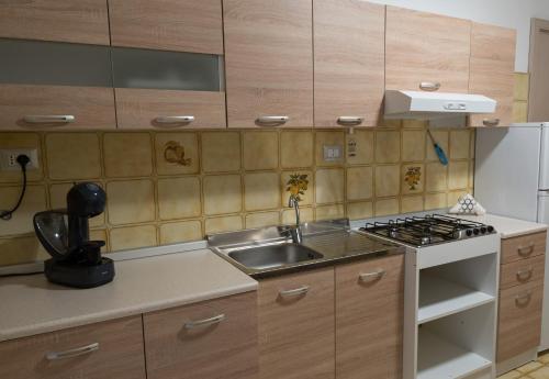 a kitchen with a sink and a stove at Mufasa B&B in Soverato Marina