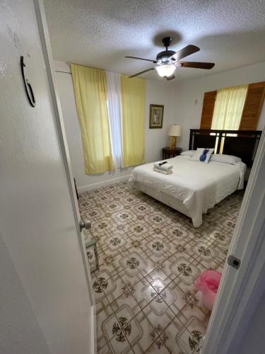 a bedroom with a bed and a ceiling fan at Habitacion Centrica Calle 8 Miami (2) in Miami