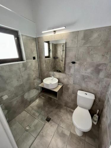 a bathroom with a toilet and a sink at Kydonia apartments in Platanias