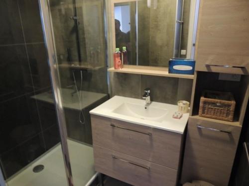 Appartement T3 confortable à Royan, proche plage et commerces - FR-1-71-51 في رويان: حمام مع دش ومغسلة ودش