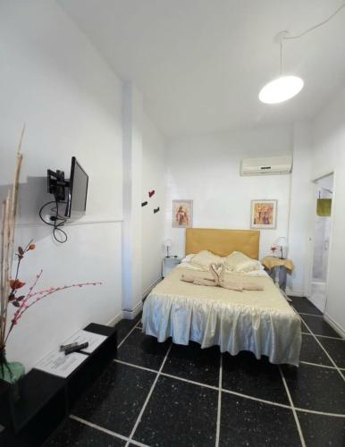 een slaapkamer met een bed en een tv aan de muur bij A&A Monoambiente in Presidente Roque Sáenz Peña
