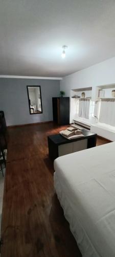 ブエノスアイレスにあるPiran Loftのベッドとデスクが備わるホテルルームと