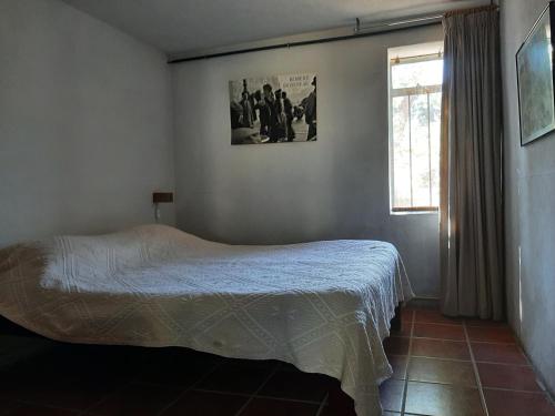 1 dormitorio con 1 cama en una habitación con ventana en Appartement Sierra Nevada Spanje, en Alquife