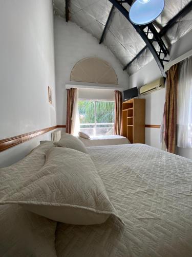 a large bed in a bedroom with a window at Apart Bosch House in Vicente López