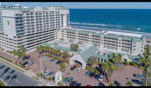 an aerial view of a large building next to the ocean at Daytona Beach Resort Private balcony Ocean Front in Daytona Beach