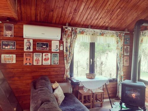 sala de estar con sofá y fogones en Kozalak Bungalov Kozak Yaylası, en Çamoba