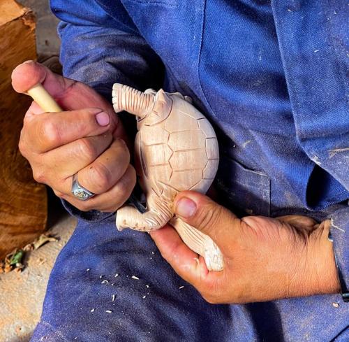 a person holding a toy turtle with a cigarette at Enchanted Galapagos Lodge in Puerto Ayora