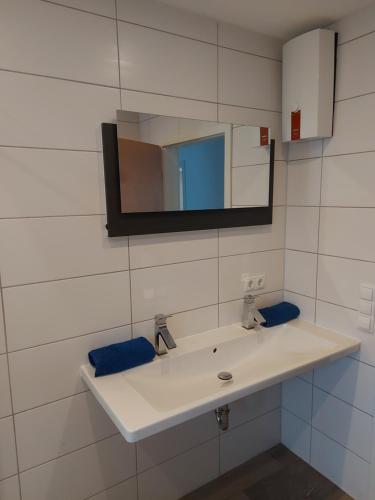 Ένα μπάνιο στο Monteurwohnung SAN
