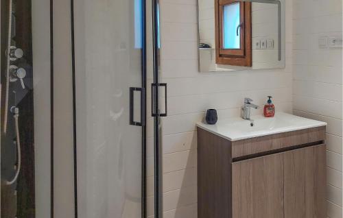 y baño con lavabo y ducha. en 3 Bedroom Nice Home In Sainte Croix-volvestre, en Montberaud