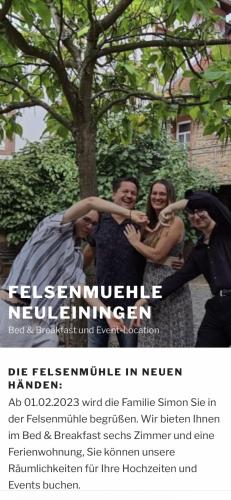 a flyer with a group of people posing for a picture at Felsenmühle Neuleiningen in Neuleiningen