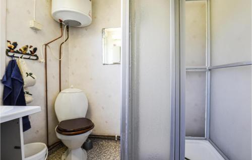 a bathroom with a toilet and a shower at 2 Bedroom Lovely Home In Slite in Slite