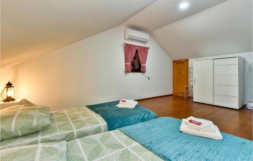 a bedroom with two twin beds and a window at Amazing Home In Adamovec With Sauna in Adamovec
