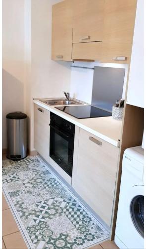 une cuisine avec un évier et un lave-vaisselle dans l'établissement 46m with terrace - residence with pool, à Porto-Vecchio