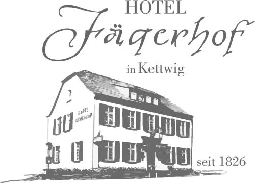 a black and white drawing of a hotel margaritant at Hotel Jägerhof Kettwig in Essen