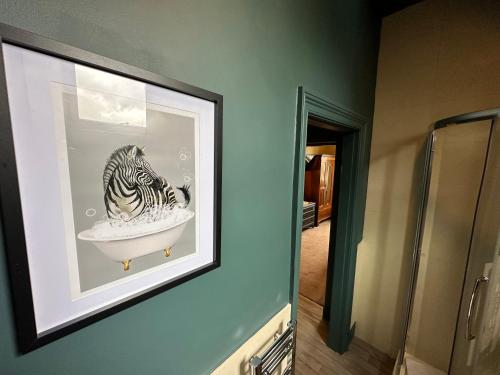 a picture of a zebra in a bowl on a wall at 1869 - Room Only Boutique Townhouse in Ambleside