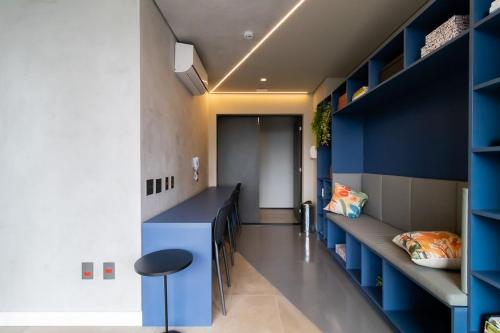 Kuchyň nebo kuchyňský kout v ubytování Studios Novíssimos com Piscina no Rooftop e vista para o Allianz Parque