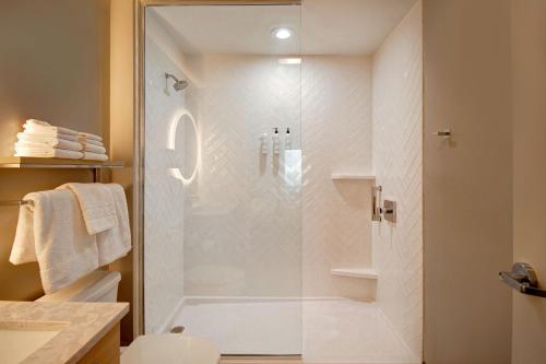 a bathroom with a shower with a glass door at TownePlace Suites by Marriott Cincinnati Airport South in Florence