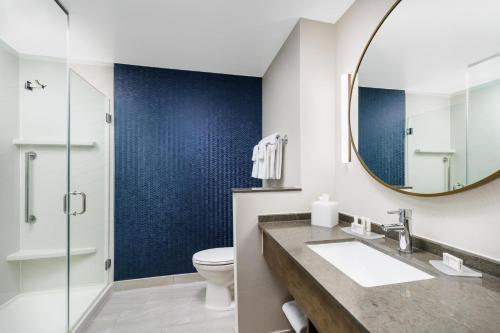 uma casa de banho com um WC e um espelho. em Fairfield Inn & Suites by Marriott Oakhurst Yosemite em Oakhurst