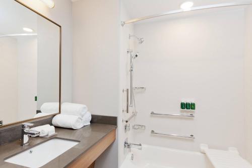 a bathroom with a sink and a mirror at Fairfield Inn & Suites by Marriott Birmingham Colonnade in Birmingham