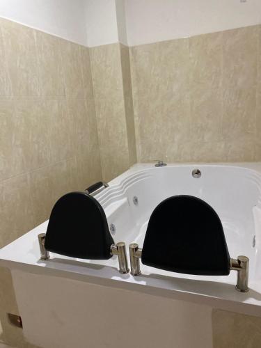 a bath tub with two seats in a bathroom at Hotel la Victoria in San Roque