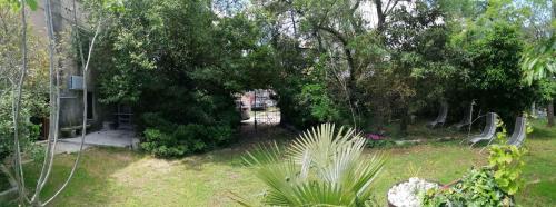 a garden with trees and plants in a yard at Holiday home in Krnica - Istrien 42505 in Krnica
