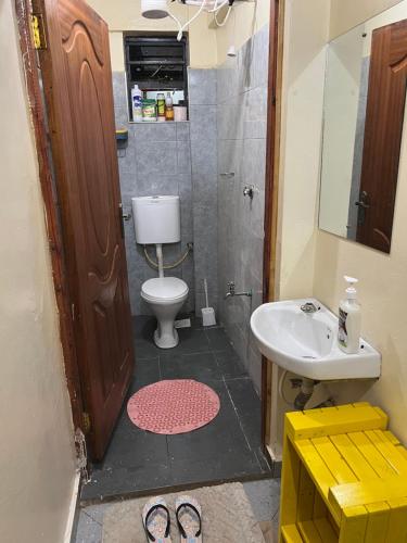 uma casa de banho com um WC e um lavatório em Cozy 1br apartment in King’ong’o-Nyeri em Nyeri