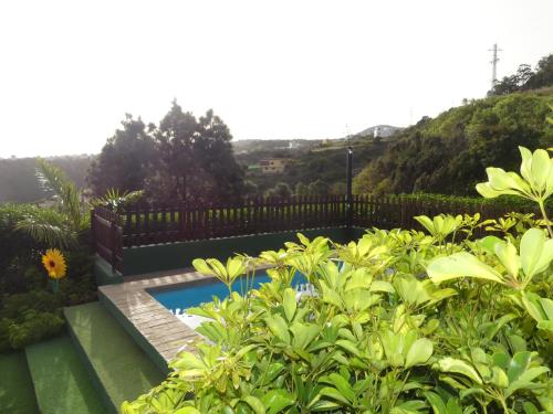 a swimming pool in the middle of a garden at Holiday Home El Brezal in El Palmital