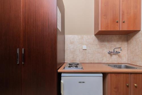 a small kitchen with a sink and a dishwasher at Katerina Palace Studio 1 in Argassi