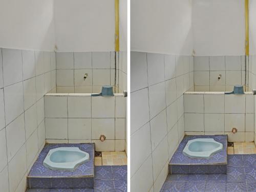 two pictures of a bathroom with a toilet at SPOT ON 92446 Penginapan Aina Syariah 
