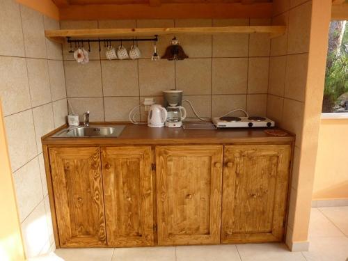 a kitchen with a sink and a counter top at Studio Orange in Zavala