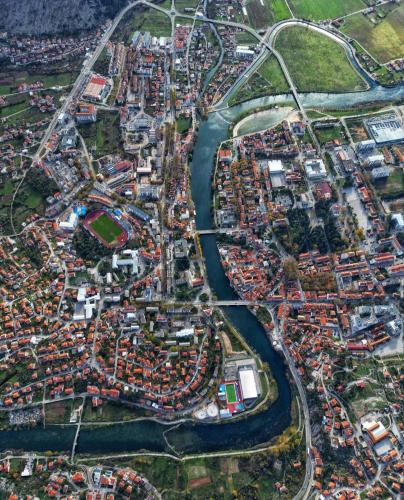 an overhead view of a city with traffic at Kathisma Trebinje in Trebinje