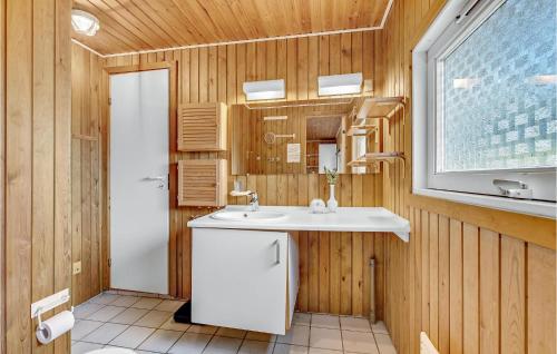 MartofteにあるBeautiful Home In Martofte With Kitchenのバスルーム(白い洗面台、窓付)