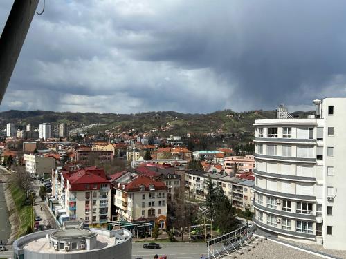 a view of a city with buildings and a street at Titanik Tuzla in Tuzla