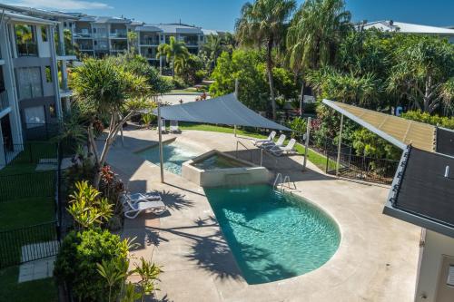 an overhead view of a swimming pool in a yard at Pavillions on 1770 in Agnes Water