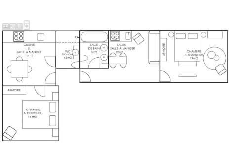 a floor plan of a bathroom with a toilet at Les Champs du Levant in Cudrefin