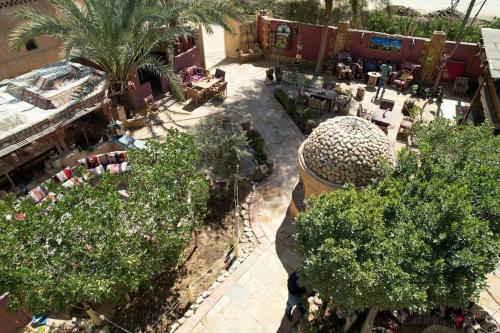 an overhead view of a garden with plants and trees at Panta Lodge Siwa بنتا لودج سيوة in Siwa