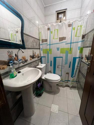 a bathroom with a sink and a toilet and a shower at Horizon22 in Wadi Musa