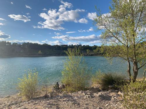 a view of a body of water with trees at Chambre Le Crès in Le Crès