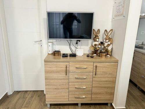 a television on top of a dresser in a room at Vila Lago Apartman Podgorac br.4 in Zlatibor