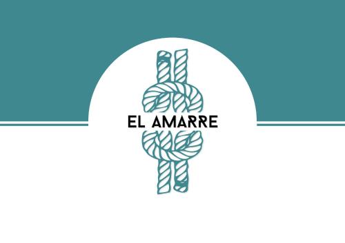een logo voor el amareen met een knoop bij El Amarre - Navega en el camarote de un Navío con historia - Grupo Querbes in Gijón