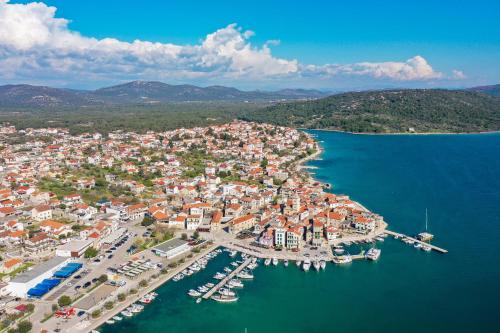 an aerial view of a small island in the water at COCO in Pirovac